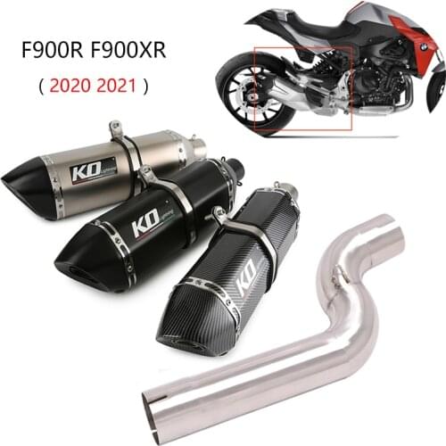 For BMW F900R F900XR 2020 2021 Exhaust Set Motorcycle Mid Link Pipe Slip On 51mm Muffler Escape Removable DB Killer Steel 470mm
