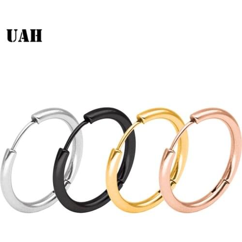 UAH Hoop Earrings For Women Gold/Silver/Rose Gold/Black Color Round Circle Earring Ear Ring Clip Earrings aretes Mujer