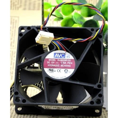 SSEA New Wholesale cooling fan for AVC DL08025R12U 8025 8CM 12V0.5A PWM inverter cooling fan 80*80*25mm