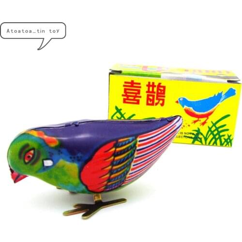 Vintage Magpie Tin toy Classic Clockwork Mechanical Wind Up Bird Tin Toy For Adult Kids Collectible Gift