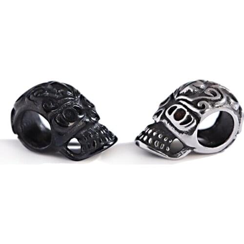 Vintage Stainless Steel Skull Beads For Making Bracelet Ethnic DIY Accessories Skeleton Beads Men Bracelet Pendant 1pcs