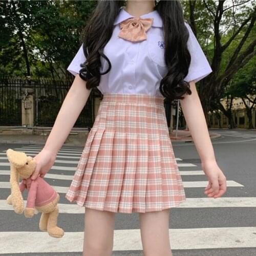 Japanese College JK Plaid Pleated Skirt Lower Skirt A- Line High Waist Skirt Children Summer New Tide school girl skirt