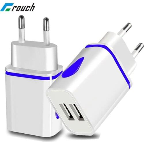 EU Plug 2 Ports LED Light USB Charger 5V 2A Wall Adapter Compatible for iPhones for iPad other smart phones US USB Charger