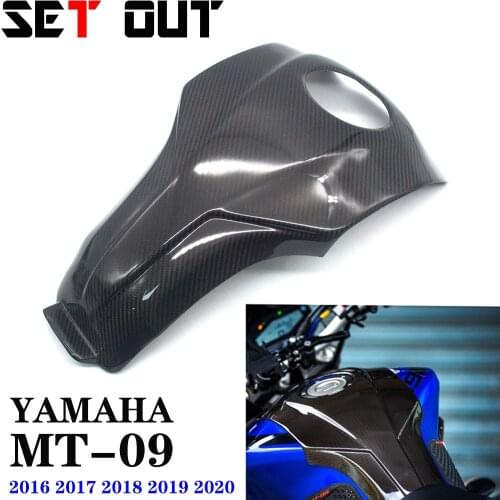 Motorcycle real carbon fiber fuel tank protection cover fuel tank pad sticker cover for Yamaha MT09 MT-09 2017 2018 2019 2020