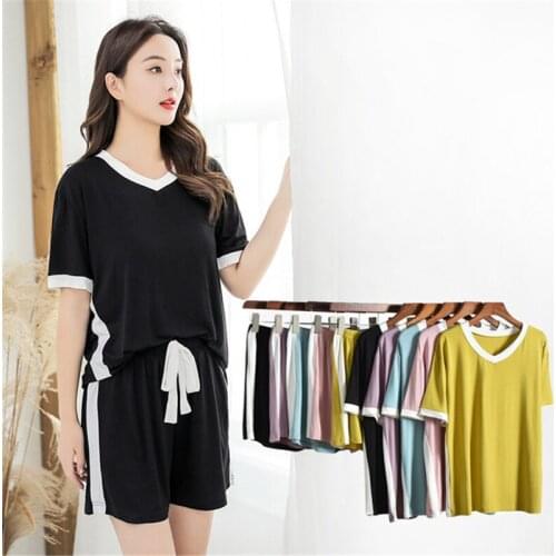 Womens pajamas modal summer 2PC sportswear casual plus size home clothes sexy black temptation pajamas camison mujer new 2020