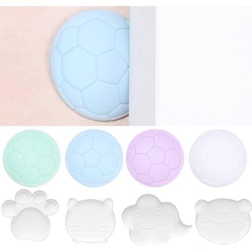 1Pc Transparent Rubber Door Stops Cartoon Wall Protection Anti Collision Pads Handle Stoppers Shockproof Pads Waterable For Home