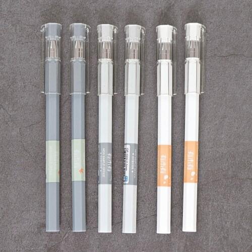 144 pcs/lot Creative Hexagon Matte Gel Pen Cute 0.5mm Black&Blue ink Signature Pens School writing Supplies Promotional Gift