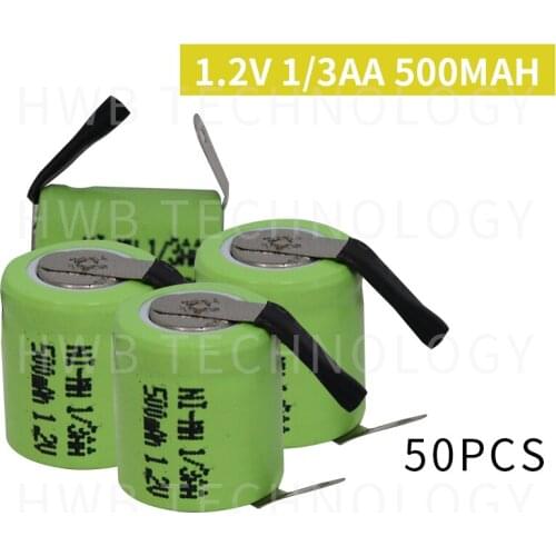 50 Pieces/lot KX Original New 1.2V 1/3AA 500mAh Ni-Mh 1/3 AA Ni-Mh Rechargeable Battery With Pins Free Shipping