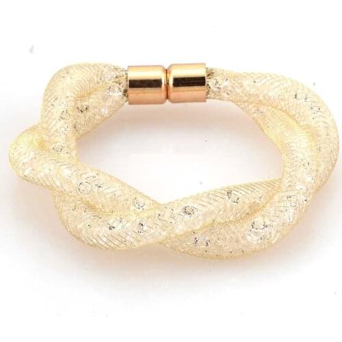 Miasol Unique Designed Braided Weave Hollow Punk Crystal Twist Magnetic Bracelet Bangle Christmas Gift For Women Bracelet