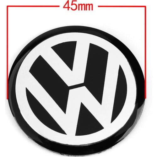 4pcs 45MM 4.5cm Black Car Steering wheel Center Badge Emblem Logo Decal Sticker Decoration Styling For VW