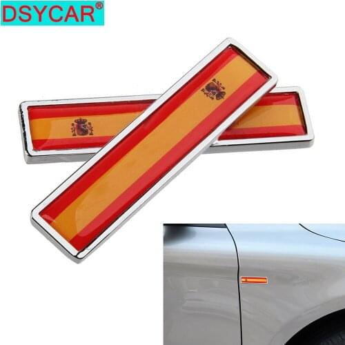 DSYCAR 1Pair 3D Car Metal Sticker Spain National Flag Car Body Trunk Auto Motorcycle Personality Sticker Decoration Car Styling
