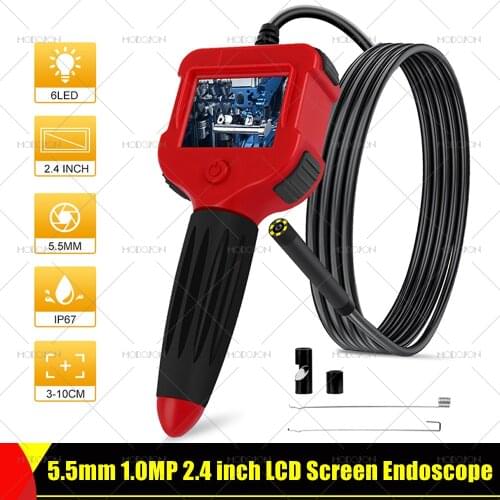 5.5mm 1.0MP 2.4 inch LCD Screen HD Endoscope Camera Car Pipe Equipment Professional Inspection Borescope Hard Cable Endoscope