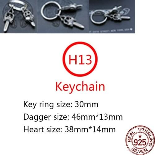 H13 Sterling silver s925 key chain heart holy sword shape punk street dance retro personality jewelry gift for lover new hot