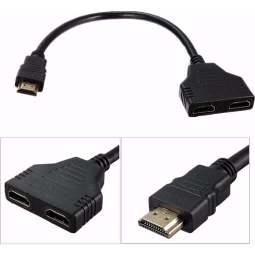 1Pc Portable 1080P HDMI Port Male To 2 Female 1 In 2 Out Splitter Cable Compatible Adapter Converter For Xbox Blueray DVD PS3