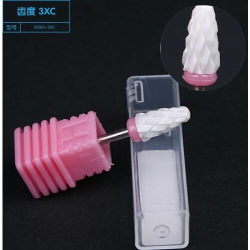 MAFANAILSCosc5s XXX Ceramic Burr Nail Drill Bit, 3/32" White Bits Electric Drill Manicure File Nail Art Tools, Pink