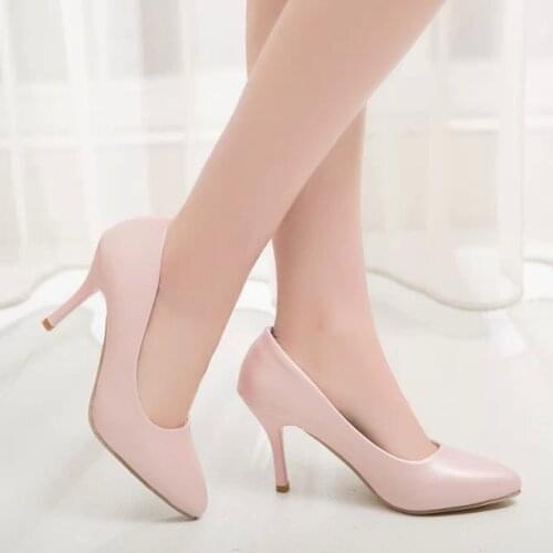 Classic Woman Shoes fashion High Heels Pumps pink Wedding Shoes Pointed Toe Pump Spring Autumn Dress Shoes