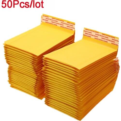 50Pcs/lot Kraft Paper Bubble Envelopes Bags Mailers Padded Shipping Envelope With Bubble Packaging Bags Courier Storage Bags
