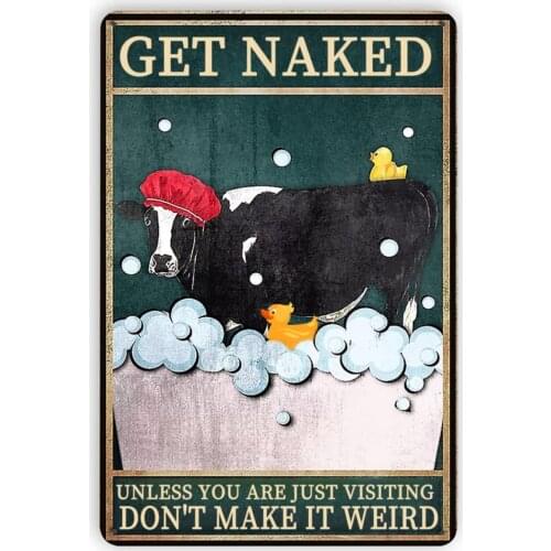 Cow Get Naked Dont Make It Weird Metal Signs,Funny Bathroom Decor Bathroom Signs Wash Your Paws Sign Wall Decor