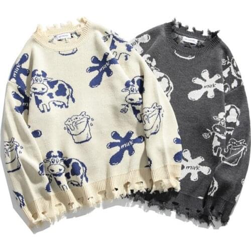Tattered Ins Trendy Loose Street Vintage Sweater Couples 2020 New Korean Style Sweater Autumn