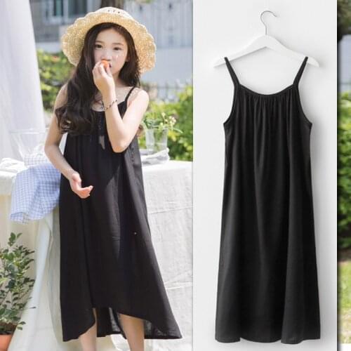 Summer 2020 Beach Kids Dress Solid Color Teenager Girls Party Dresses for Children Clothes Size For 4 6 8 10 12 14 16 Years