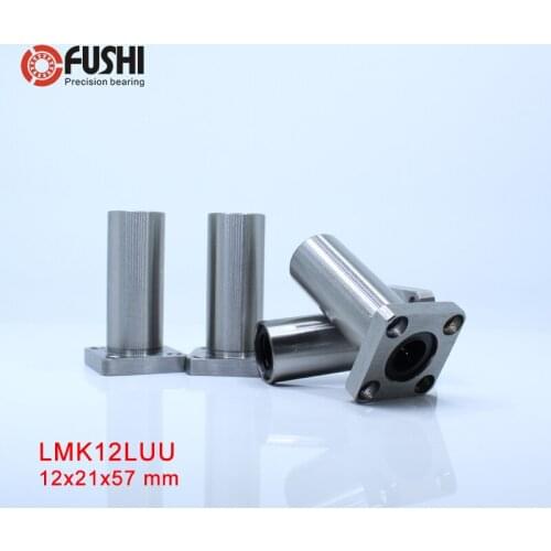 LMK12LUU Long Linear Bearing 12*21*57 mm ( 4 Pcs ) LMK 12LUU LMK 12MM Square Flange Type Bearings LMK12 LUU