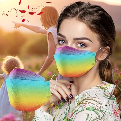 Adult Outdoor Rainbow print Mask Anti-fog And Dust-proof Fish Non-woven Mask Dustproof Filter Pm2.5 Masks Earloop Bandage Masque