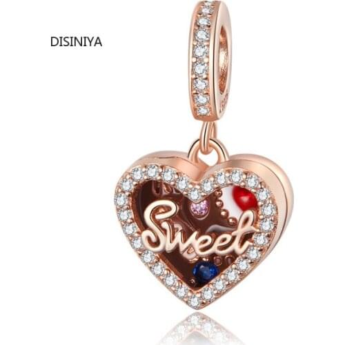 Chocolate Gift Box Metal Beads Sterling Silver 925 Enamel Charm Fit Original Silver Bracelet DIY Jewelry Make SCC401670