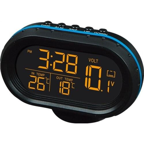 Multi-Function Car Temperature Clock Voltmeter Car Thermometer Electronic Clock Car Night Light Clock Supplies High Quality