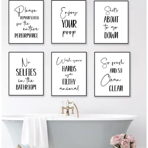Bathroom Wall Art Decor Funny Bathroom Signs Posters and Prints Modern Minimalist Canvas Painting WC Toilet Decoration