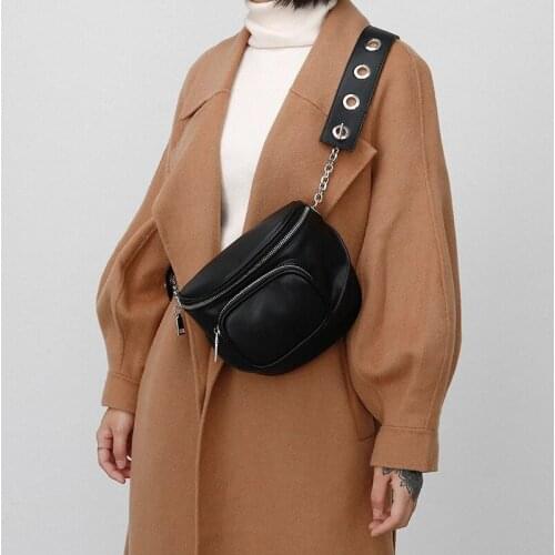 New Wide Strap Women Crossbody Bags High Quality PU Leather Shoulder Bag Black Designer Chain Female Handbags Bolsas Feminina