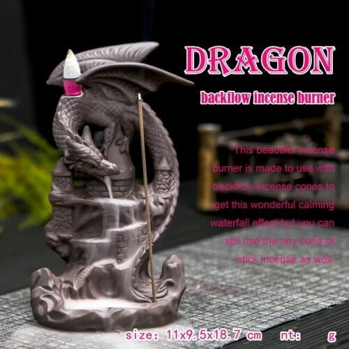 Backflow Incense Burner Dragon Pterosa Censer Holder Ceramic Stick Gifts Cone Censer Home Officer Decoration Crafts Room decor