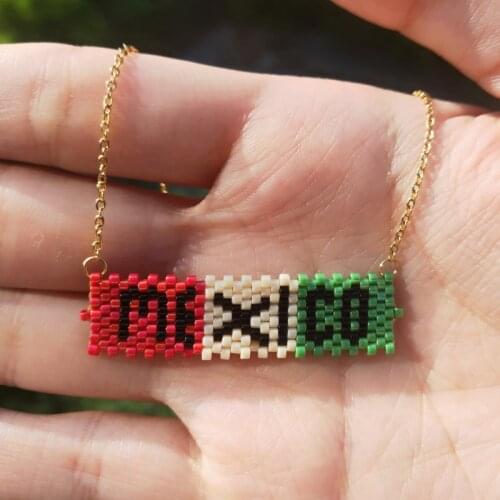 FAIRYWOO Letter Necklace Mexico Handmade Miyuki Beaded Pendant Lucky Collier Choker For Woman WholesaleFriendship Jewelry Gifts
