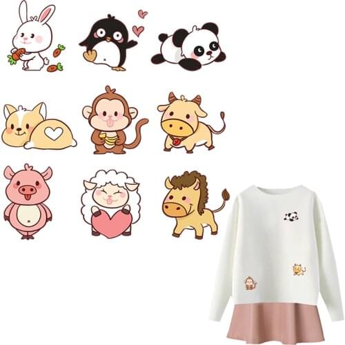 Iron On Transfer Animal Pattern Stickers Vinyl Thermal Press Hoodies Tops A-Level Washable Diy Iron Sticker For Clothing