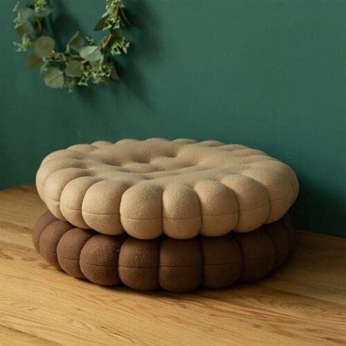 Seat Cushion, Solid Color Biscuit Shaped Mat Back Cushion Indoor Ornament for Floor Bay Window Chair