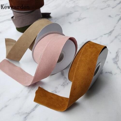 Kewgarden DIY Bow Sewing Accessories Suede Ribbon 1" 1.5" 5/8" 16mm 25mm 38mm Handmade Tape Packing Riband Webbing 10 Yards