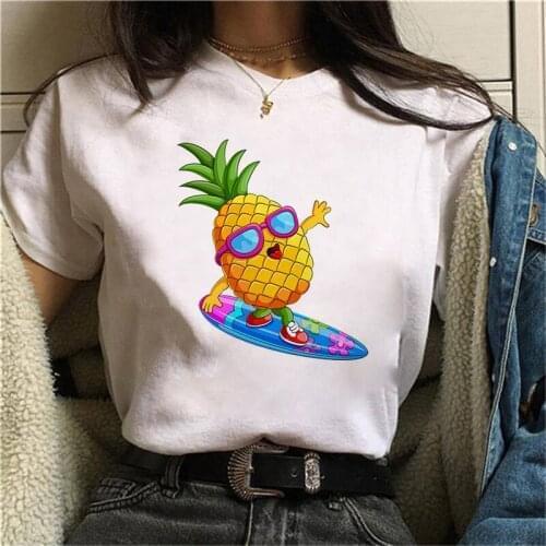 Casual Female Clothing Women T Shirt Short Sleeve 2021 Summer Ladies Top Tees Korean Fashion T Shirt Pineapple Graphic Print