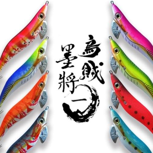 Taiwan ink will generation luminous wood shrimp fluorescent squid hook simulation false bait bait wood 3.5 sea 21 grams