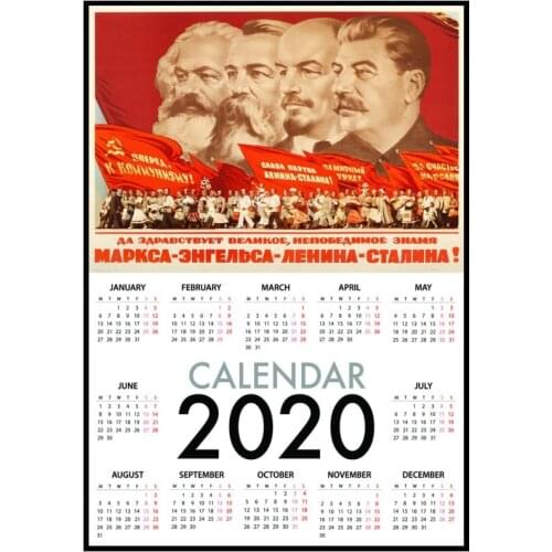 USSR CCCP Retro 2020 Calendar Poster World War II Russian Joseph Stalin Leninist Political Soviet Union Classic Wall Sticker