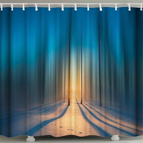 Forest Flower Building Scenic Bathroom Shower Curtain Bath Curtain Frabic Waterproof for Bathroom Decor With Hooks