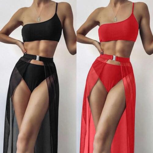 Sexy Swimwear Women Three Piece Swimsuit Beach Solid Color Bikini Suit Swimsuit Beachwear Traje De Baño Mujer Купальник @40