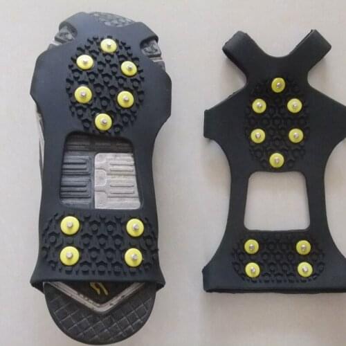 1 Pair S M L XL 10 Studs Anti-Skid Snow Ice Climbing Shoe Spikes Ice Grips Cleats Crampons Winter Climbing Anti Slip Shoes Cover