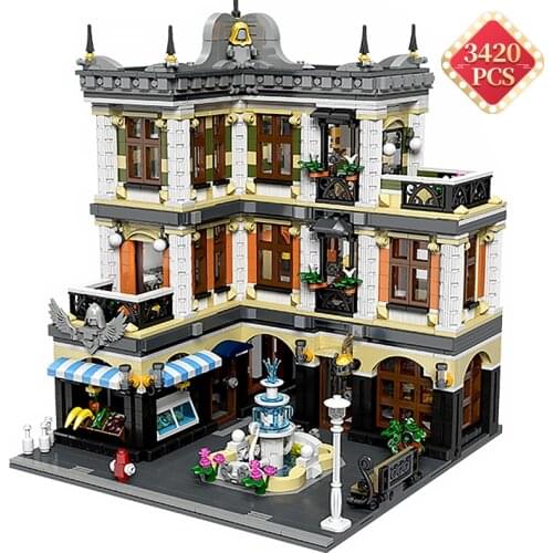 Creator Expert Famous Architecture Model Building Blocks Ideas Street View Fountain Square Bricks Toys for Friends Birthday Gift