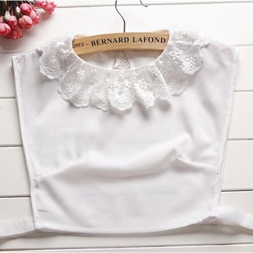 Versatile Lace False Collar Korean Women Elegant Solid Detachable Flounce Sweater Decorative False Collar Neckline for Dress Top
