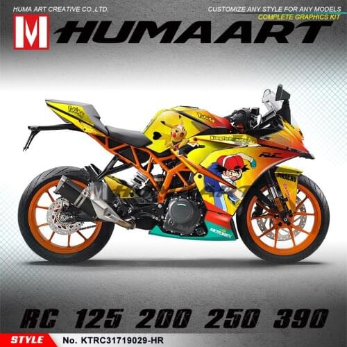 HUMAART Custom Graphics Motorbike Vinyl Decal Stickers for RC 125 200 RC125 RC200 2017 2018 2019 2020 2021, Yellow