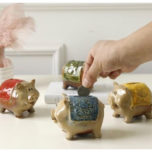 1Pcs Ceramics Coins Storage Box Cartoon Pig Shaped Money Boxes Birthday Gift Home Decor Money Saving Boxes Piggy Bank