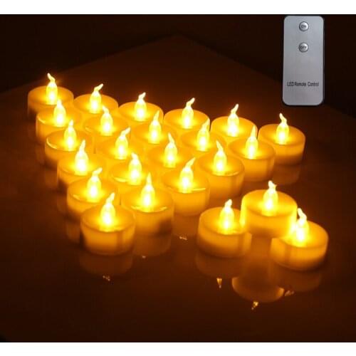 24Pcs Flameless LED Candle Tealight Decorative Candles Smokeless Wireless Remote Control for Hallowmas Xmas Party Wedding Home
