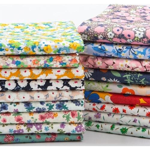 50x145CM Pastoral Small Floral Cotton Print Poplin Thin Fabric For Sewing Handmade Doll Children Clothes Home Decor DIY Material
