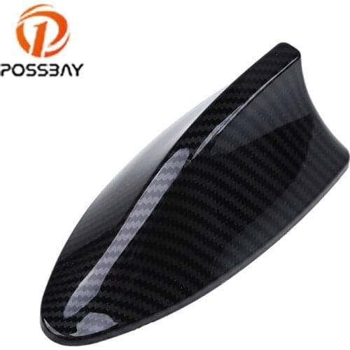 POSSBAY Car Shark Fin Antenna Signal Aerials for Ford VW BMW Hyundai Benz Auto Radio Aerial Imitation Carbon Fiber Antennas