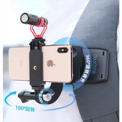 360 Degree Quick Release Rotary Backpack Hat Clip Fast Clamp Mount For Gopro xiaoyi Iphone and All 3.5-6.8 Inch Cell phone