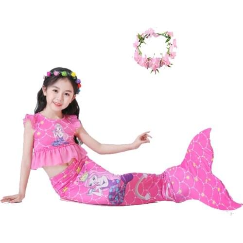 2021 Summer Mermaid Tail kids Costume Cosplay Princess Ariel Baby Girl Maid Tails Fancy Dress Swimmable Bikini Set Bathing Suit